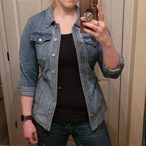 Trench tie waist denim jacket